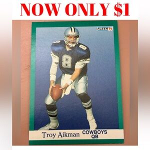 Troy Aikman 1991 Fleer Dallas Cowboys NFL Football Card